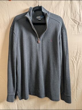 Vintage Ralph Lauren Charcoal Gray Quarter-Zip Sweater